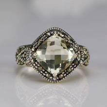 Load image into Gallery viewer, Sterling silver &amp; marcasite lemon Quartz ring