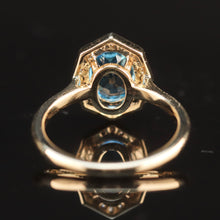 Load image into Gallery viewer, RESERVED FOR DI:  PAYMENT 5 OF 5: SALE!!  Blue topaz and diamond ring in 14k yellow gold