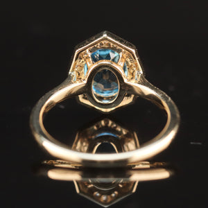 RESERVED FOR DI:  PAYMENT 5 OF 5: SALE!!  Blue topaz and diamond ring in 14k yellow gold