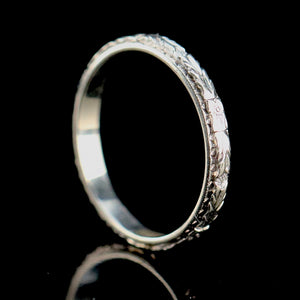 Vintage orange blossom band ring in 14k white gold from Manor Jewels.