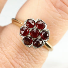 Load image into Gallery viewer, Vintage rose cut Garnet cluster ring in 14 yellow &amp; white gold
