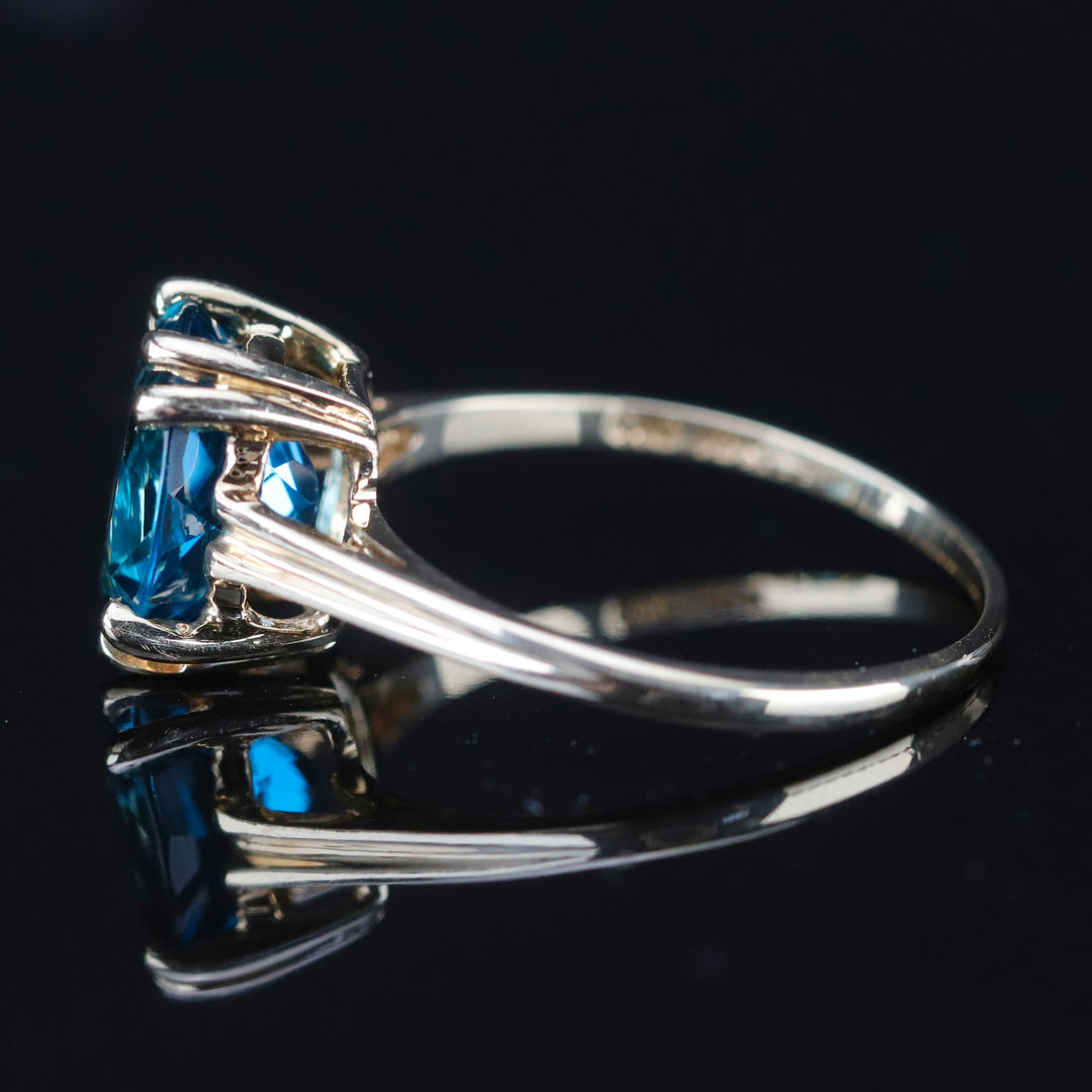 London blue topaz ring in yellow gold