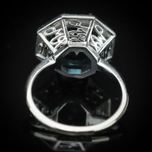 RESERVED FOR DI: PAYMENT 5 OF 5:  SALE!!  Custom London Blue topaz and diamond ring in 14k white gold