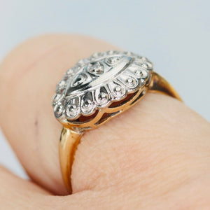 Vintage Princess diamond ring in yellow and white gold