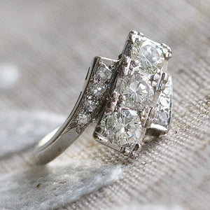 50% OFF!  Stunning diamond bypass ring in 14k white gold *onyx deal*