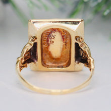 Load image into Gallery viewer, Vintage hematite intaglio ring in yellow gold