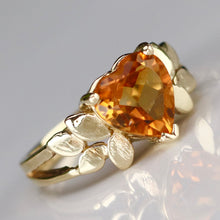 Load image into Gallery viewer, Citrine heart ring in 14k yellow gold