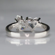 Load image into Gallery viewer, 2ctw lab grown toi et moi 2 stone diamond ring in 14k white gold