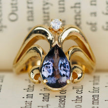 Load image into Gallery viewer, Estate tanzanite and diamond ring in 14k yellow gold from Manor Jewels