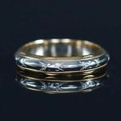Vintage 14k yellow and white gold band