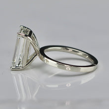 Load image into Gallery viewer, 6.03ct emerald cut lab grown solitaire diamond ring in 14k white gold