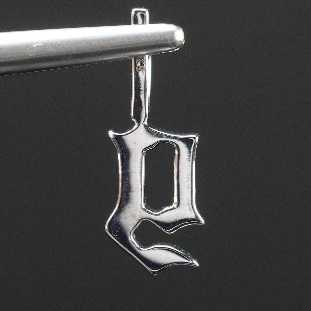 Gothic letter G diamond pendant in 14k white gold