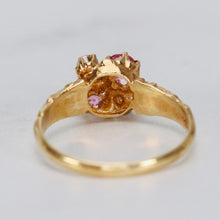 Load image into Gallery viewer, Vintage pink tourmaline and diamond ring in yellow gold