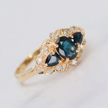 Load image into Gallery viewer, Sapphire and diamond ring in 14k yellow gold