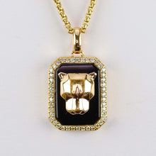 Load image into Gallery viewer, RESERVED: PAYMENT 5 OF 10: Onyx and diamond Panther necklace by Effy in 14k yellow gold
