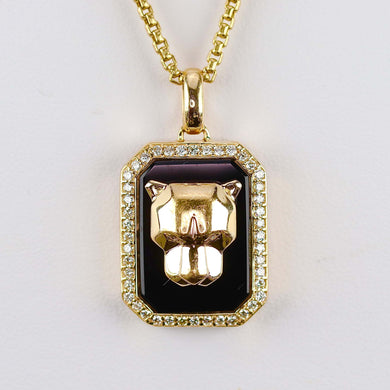 RESERVED: PAYMENT 7 OF 10: Onyx and diamond Panther necklace by Effy in 14k yellow gold