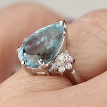 Load image into Gallery viewer, RESERVED: PAYMENT 1 OF 3: SPECIAL: Estate heirloom quality Aquamarine and diamond ring in platinum