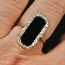 Load image into Gallery viewer, Edwardian antique elegant onyx and diamond vintage ring in yellow gold from Manor Jewels