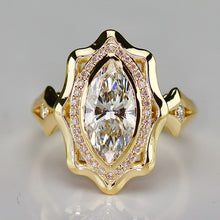 Load image into Gallery viewer, The Sienna - 1.64ctw Marquise lab grown diamond halo ring in 14k yellow gold
