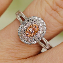 Load image into Gallery viewer, Vera Wang Designer Morganite and diamond ring in 14k white and rose gold