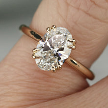 Load image into Gallery viewer, RESERVED: MANOR ROYAL:  The Ophelia - 1.93ct lab grown oval diamond ring in 14k yellow gold D/VVS2