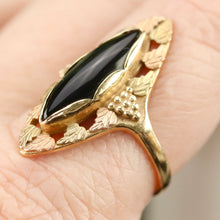 Load image into Gallery viewer, Vintage onyx navette ring in 14k yellow gold