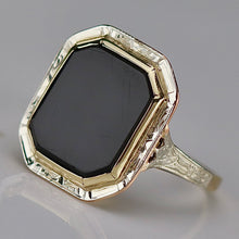 Load image into Gallery viewer, Edwardian onyx ring in yellow and white gold