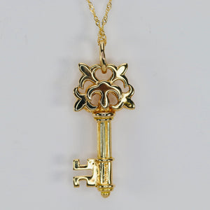 Heavy diamond key necklace in 18k yellow gold