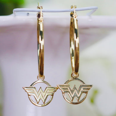 Wonder Woman hoops in yellow gold