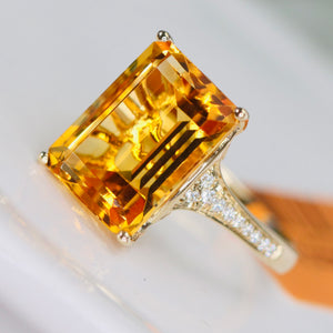 Vibrant Citrine and diamond ring in 14k yellow gold by Effy