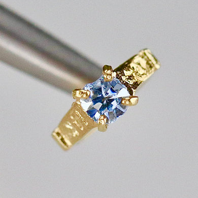 SPECIAL: Mini ring in 14k yellow gold - light blue March