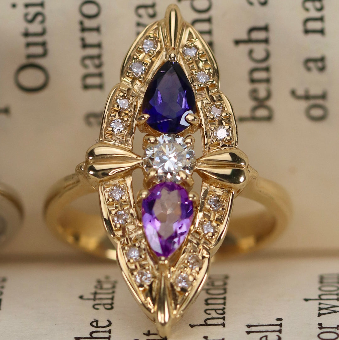 Estate multi gemstone ring in 18k yellow gold from Manor Jewels