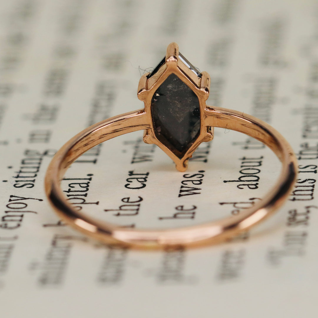 Salt and pepper diamond ring in 14k rose gold from Manor Jewels.