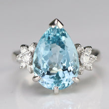 Load image into Gallery viewer, RESERVED: PAYMENT 1 OF 3: SPECIAL: Estate heirloom quality Aquamarine and diamond ring in platinum