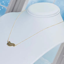 Load image into Gallery viewer, Two tone diamond cut leaf necklace in 14k