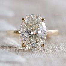 Load image into Gallery viewer, 5.05ct H/VS1 oval cut lab grown solitaire diamond ring in 14k yellow gold