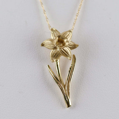 Daffodil necklace (March) in yellow gold