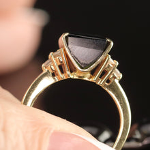 Load image into Gallery viewer, Funky Estate green tourmaline and diamond ring in 14k yellow gold
