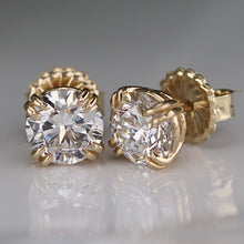 Load image into Gallery viewer, LAYAWAY: PAYMENT 3-4 of 4: MANOR ROYAL: Lab grown 3.93ctw certed F/VS1 Ideal Diamond studs in 14k yellow gold