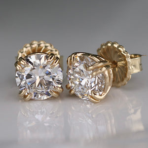 LAYAWAY: PAYMENT 3-4 of 4: MANOR ROYAL: Lab grown 3.93ctw certed F/VS1 Ideal Diamond studs in 14k yellow gold