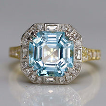 Load image into Gallery viewer, RESERVED: LAYAWAY PAYMENT 3 OF 20: 18k/platinum Aquamarine and diamond ring by David Klass