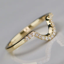 Load image into Gallery viewer, CUSTOM ORDER: Shaped wedding band with lab grown diamonds in 14k yellow gold