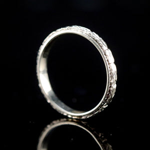 Vintage orange blossom band ring in 14k white gold from Manor Jewels.