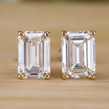 Load image into Gallery viewer, CUSTOM Lab grown 2.35ctw G/VVS1/VS1 emerald cut Diamond studs in 14k rose gold