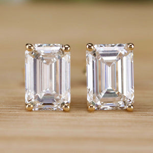 CUSTOM Lab grown 2.35ctw G/VVS1/VS1 emerald cut Diamond studs in 14k rose gold
