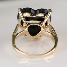 Load image into Gallery viewer, F&amp;F Felger vintage Heart shaped onyx and diamond ring in 14k yellow gold