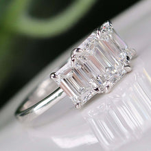Load image into Gallery viewer, The Charlotte - 3 stone 3.03ctw lab grown emerald cut diamond ring in platinum