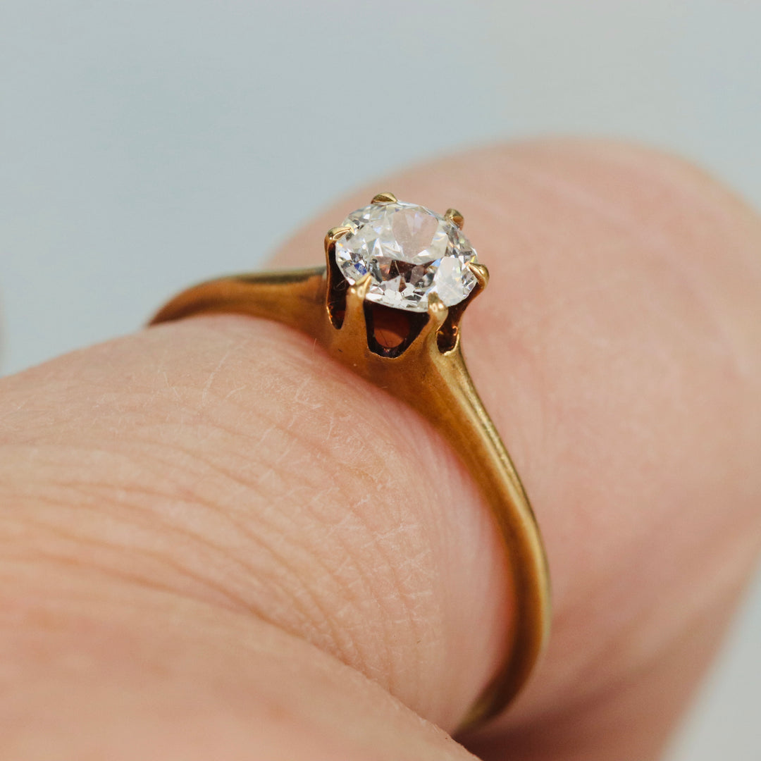 Vintage old european cut OEC diamond ring in 14k yellow gold from Manor Jewels