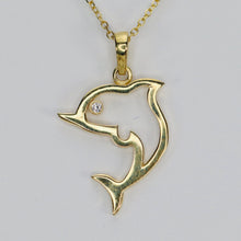 Load image into Gallery viewer, SPECIAL!!  Diamond dolphin necklace in 14k yellow gold