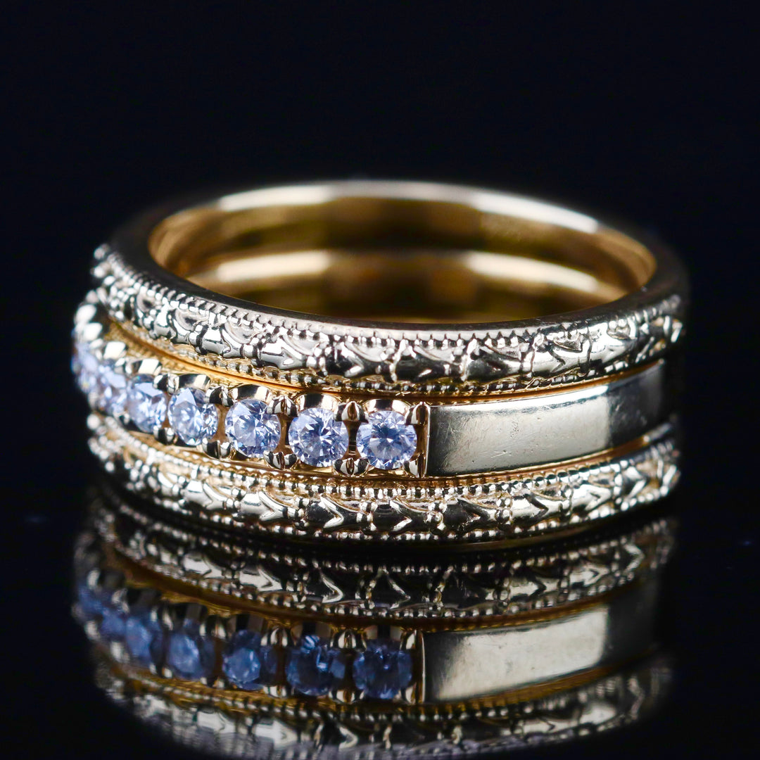 Estate wide diamond band in 14k yellow gold